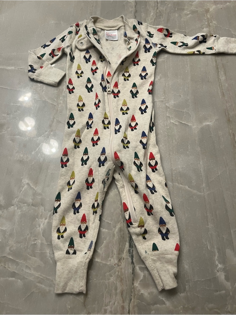 Hanna Andersson Cream One-Piece with Multicolor Gnome Print